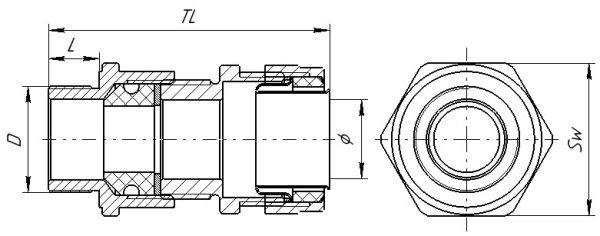 Кабельный ввод взрывозащищенный под металлорукав СВВКм